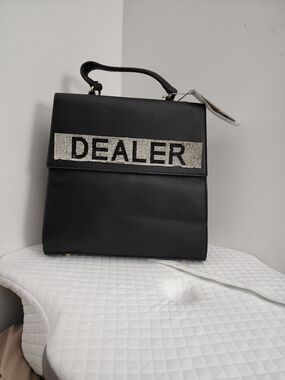 Dealer Embellished Black Top-Handle Bag